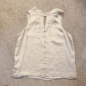 Vince Camuto Cream Textured Sleeveless Blouse